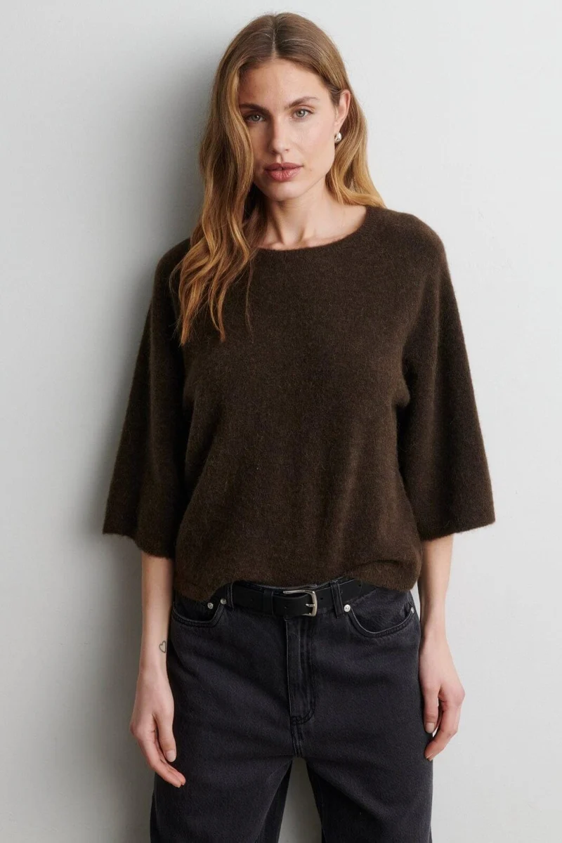 Second Female - Gabby Knit SS O-Neck 61066 - 6156 Demitasse