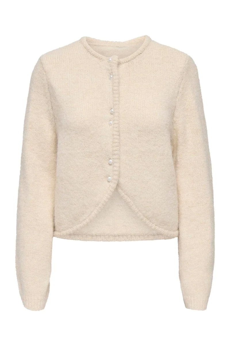 Only - Onlzaggie Ls Button Cardi Cc Knt - 5101282 Birch Mel/Pearl Button