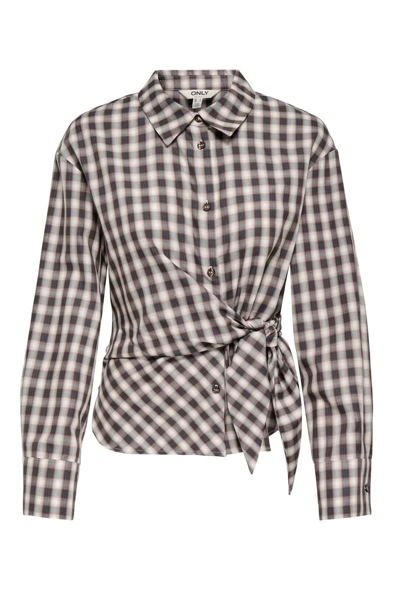 Only - Onlnola Ls Check Wrap Shirt - 5232776 Malt Ball White/Blue
