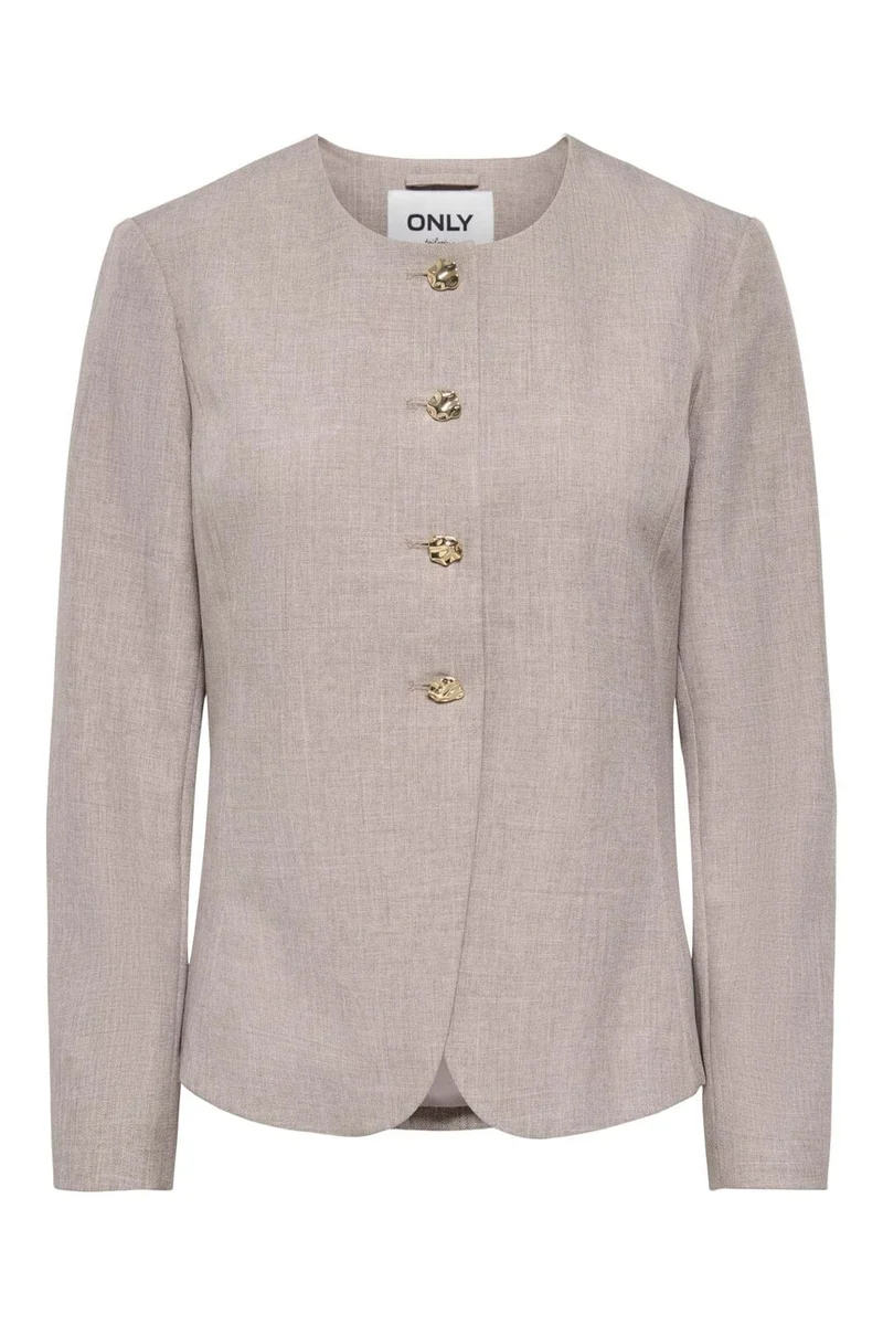 Only - Onllinda L/S O-Neck Fitted Blazer Tlr - 5111142 Fungi Melange