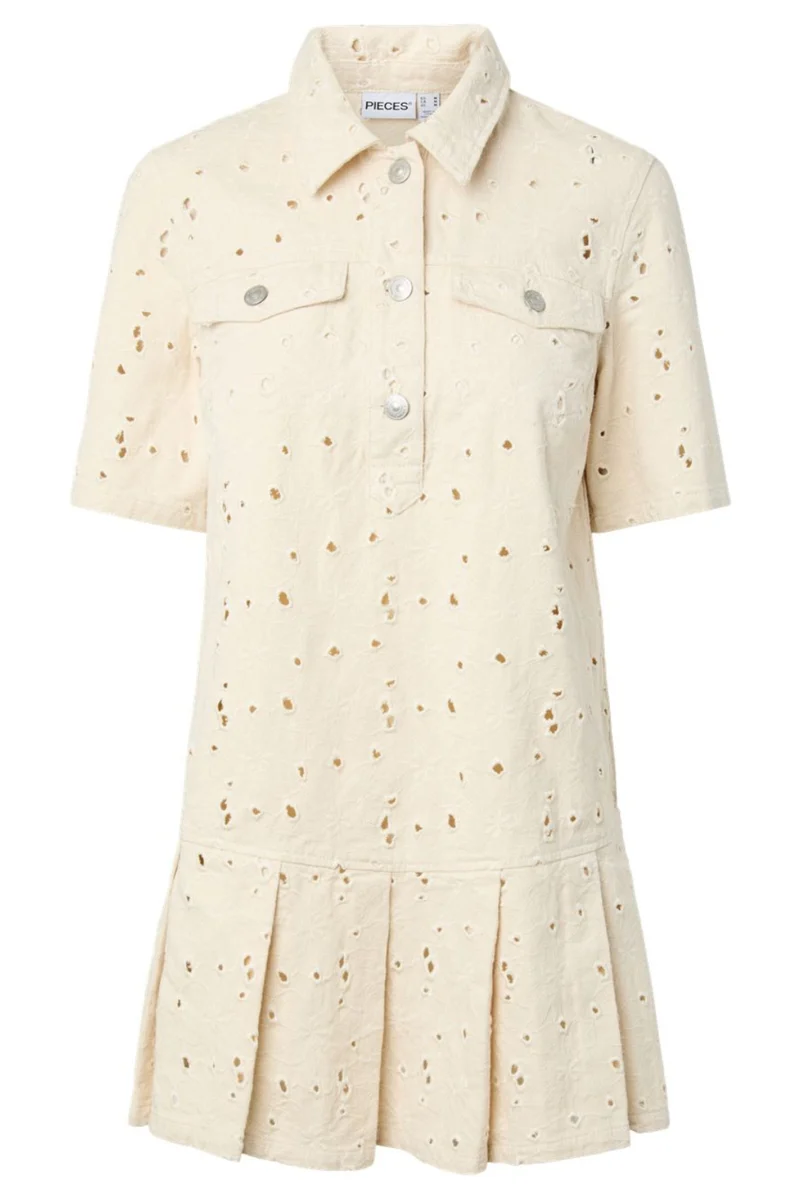 Pieces - Pcella 2/4 Short Dress - 5106604 Ecru Embroidery