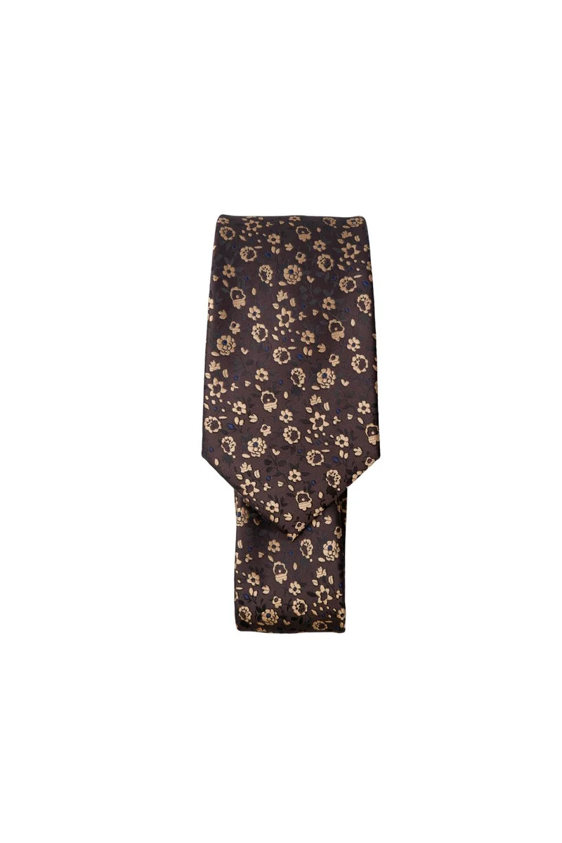Black Colour - Bclulu Tie 208437 - Brown Flower