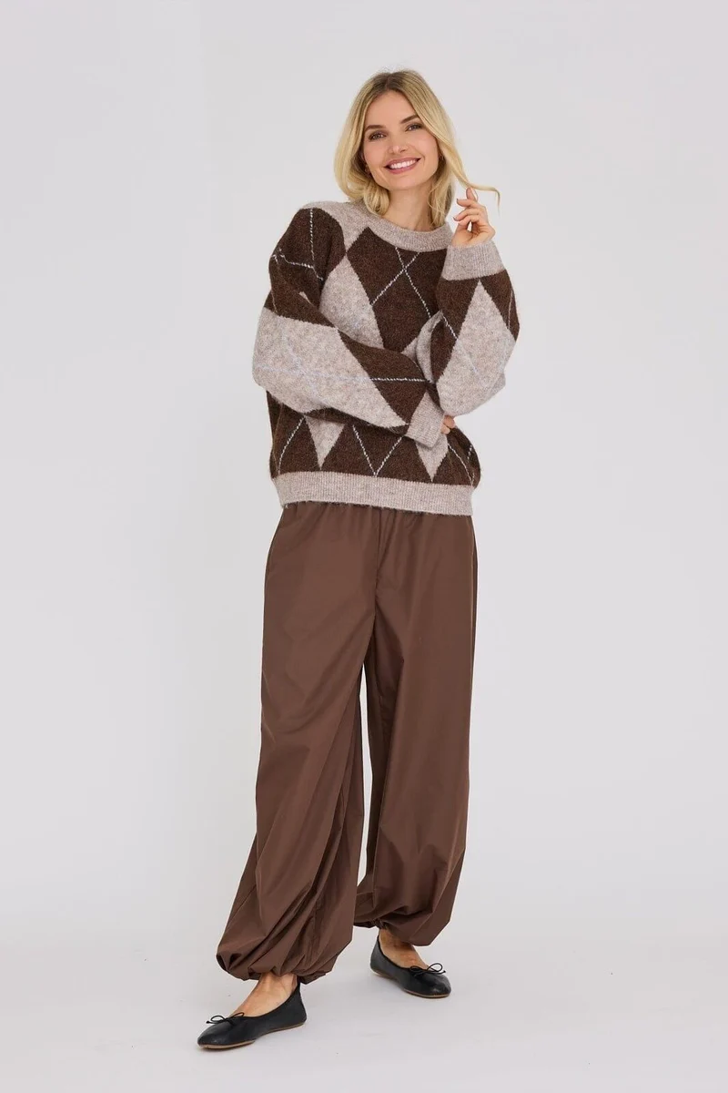 A-View - Harlekin Knit Pullover AV8218 - 194 - Dark Brown