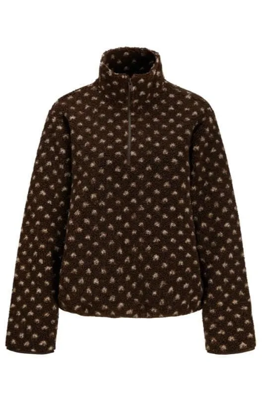 Jjxx - Jxvera Half Zip Teddy Jacket - 5034468 Bracken Petit Dot Off White