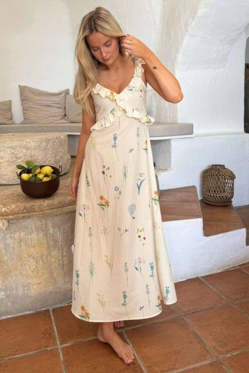 BYIC - Melbaic Dress - owfp Off White Flower Print