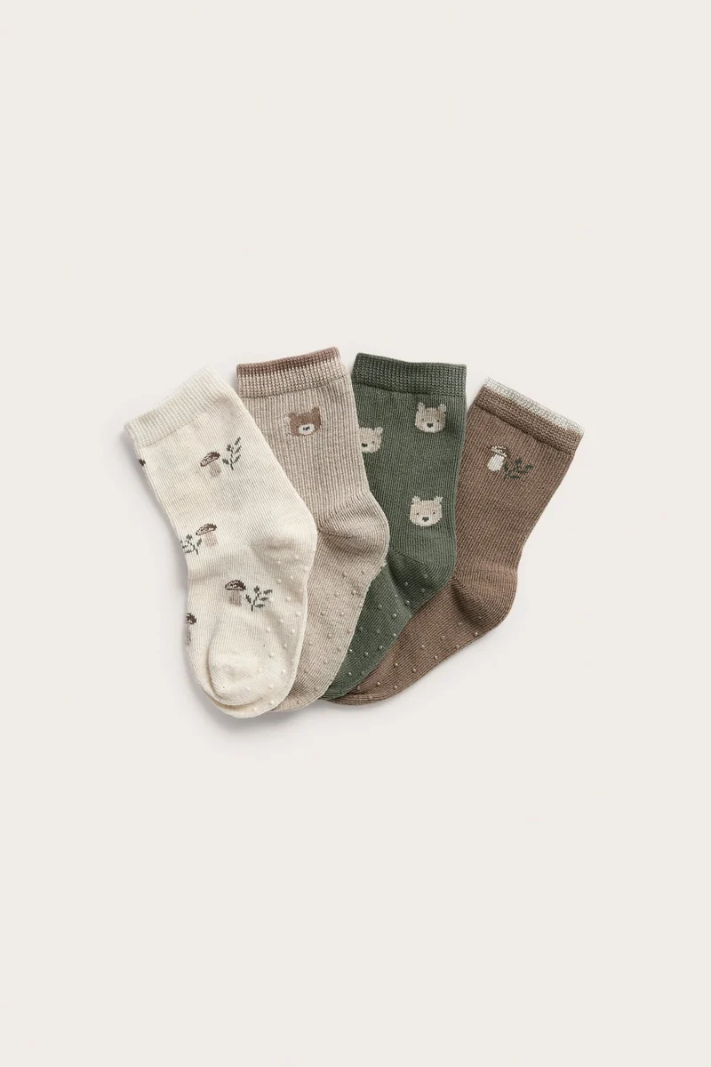 Kids 4-pack socks with forest motif