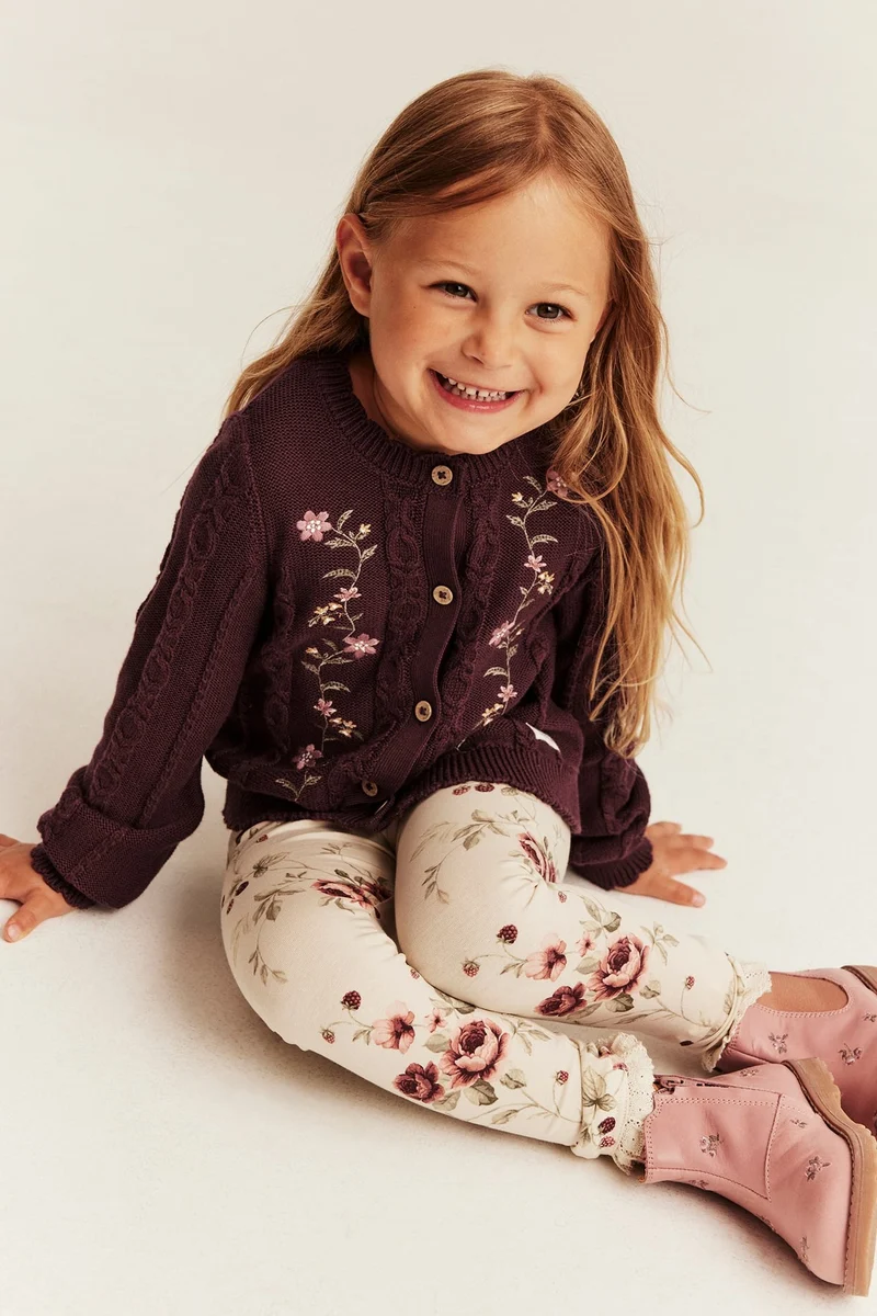 Baby & kids burgundy floral cardigan