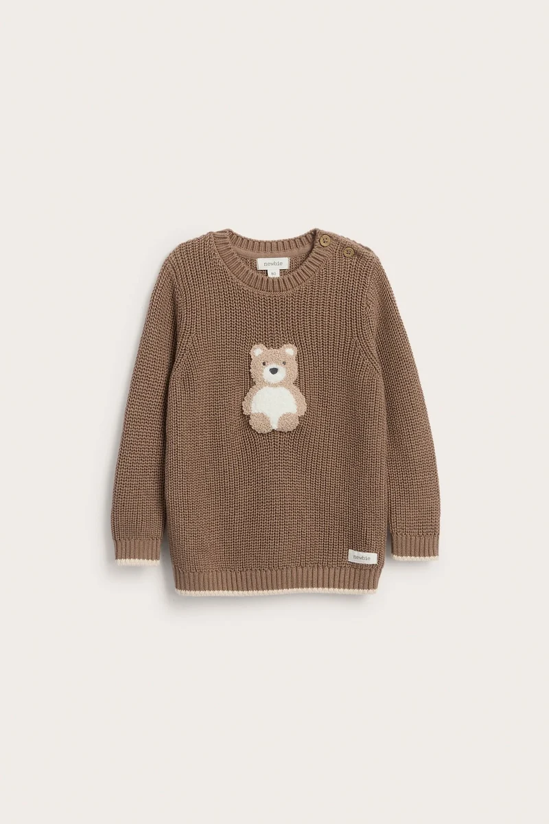Baby knitted sweater with teddy bear