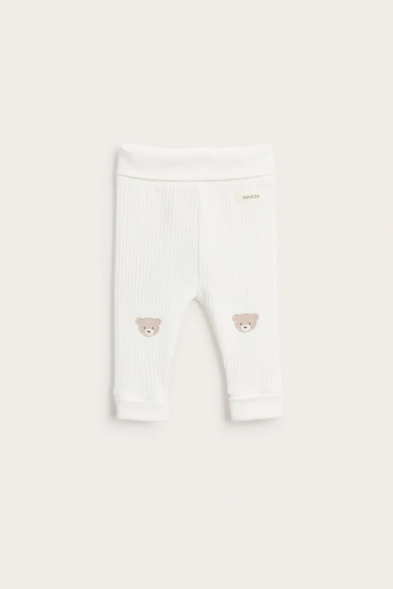 Baby leggings with teddy bear
