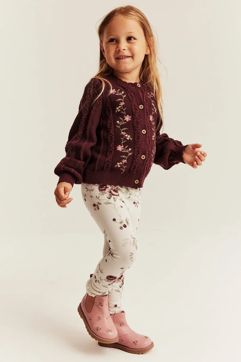 Kids floral leggings with lace ruffle