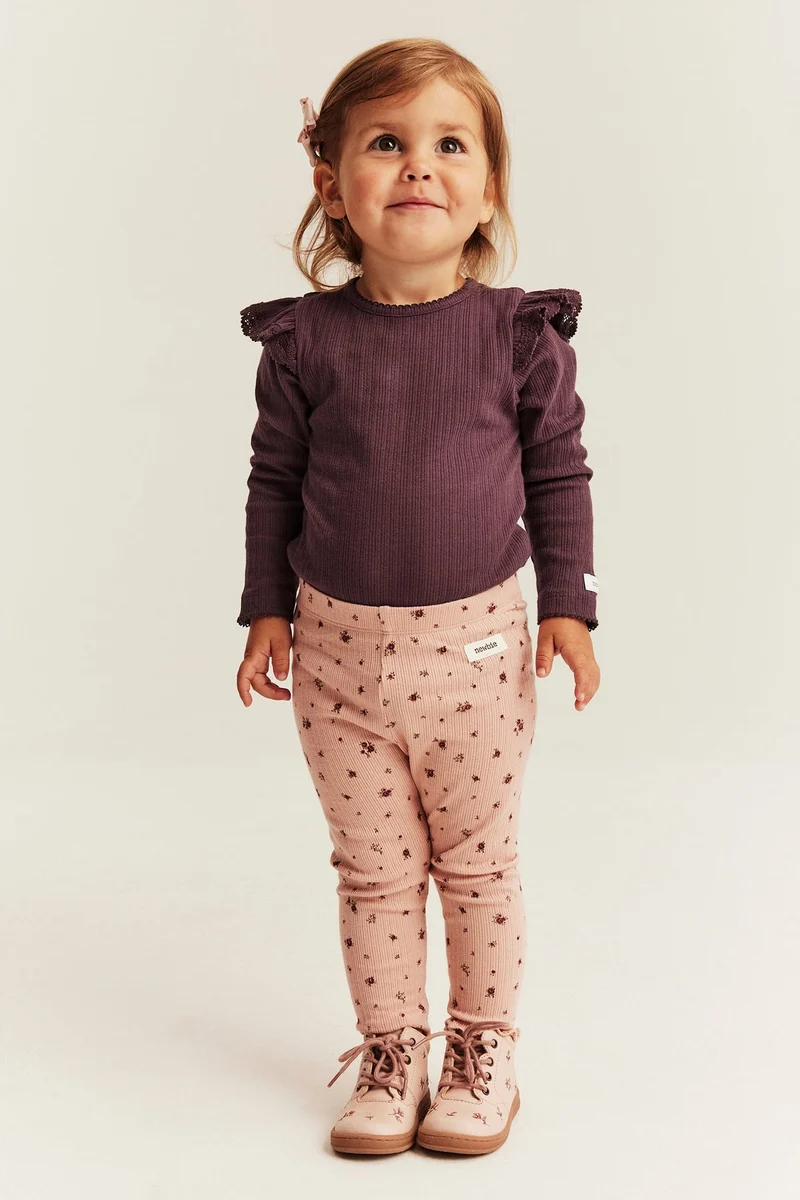 Baby burgundy ribbed bodysuit with frills