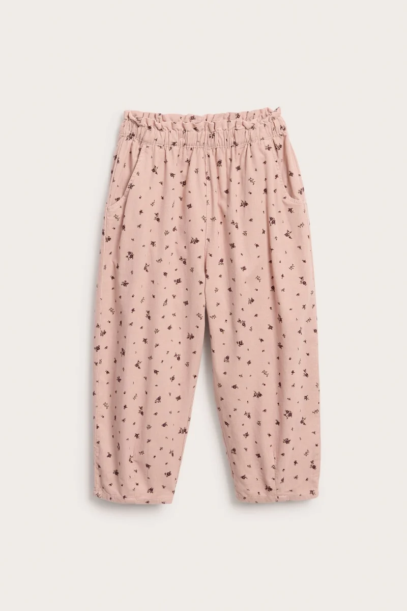 Kids pink floral corduroy trousers
