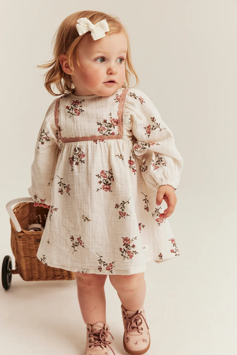 Baby floral muslin dress