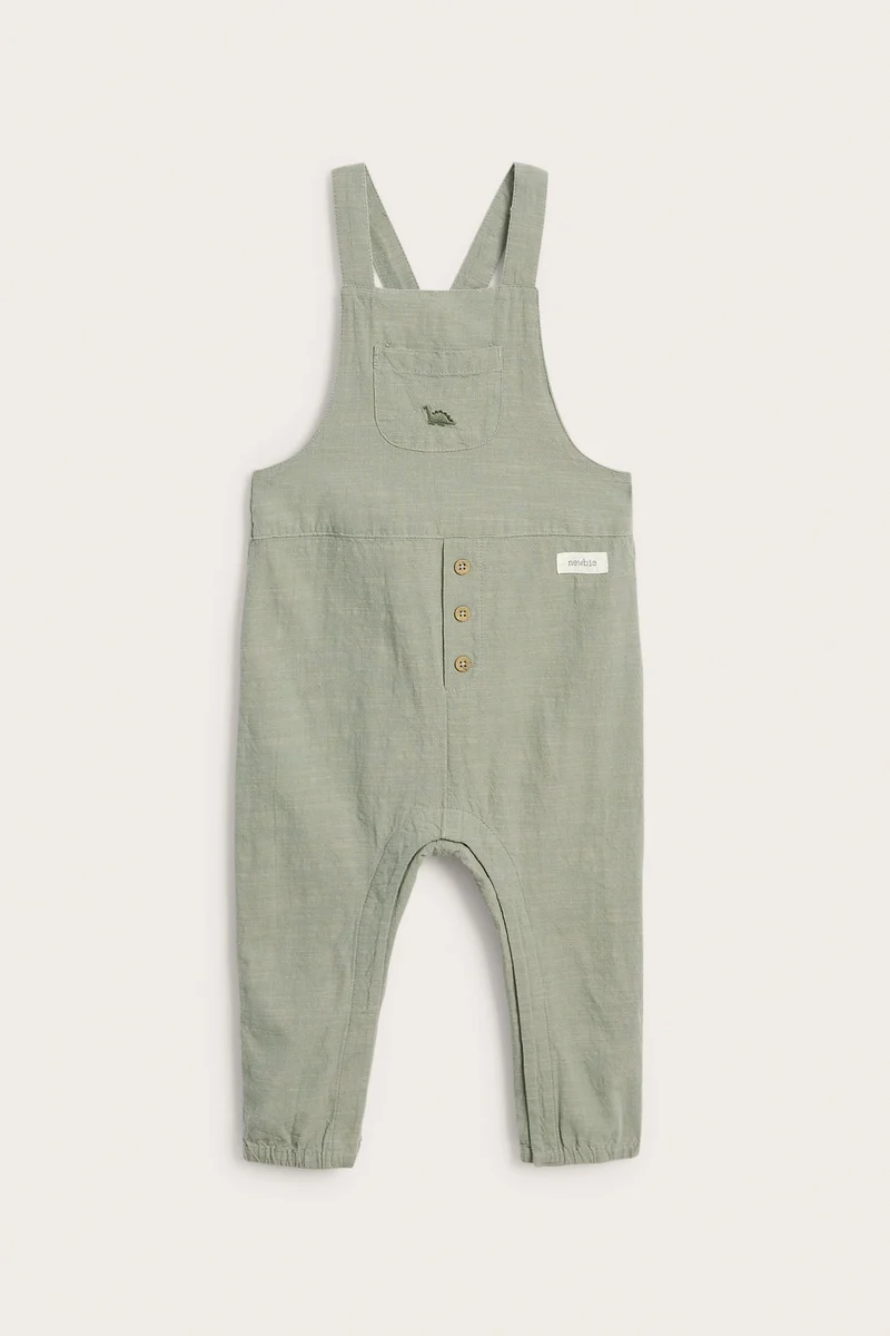 Baby green dinosaur dungarees