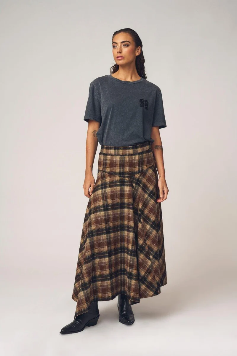 Gossia - Fleurgo Skirt G3103 - Brown Checks
