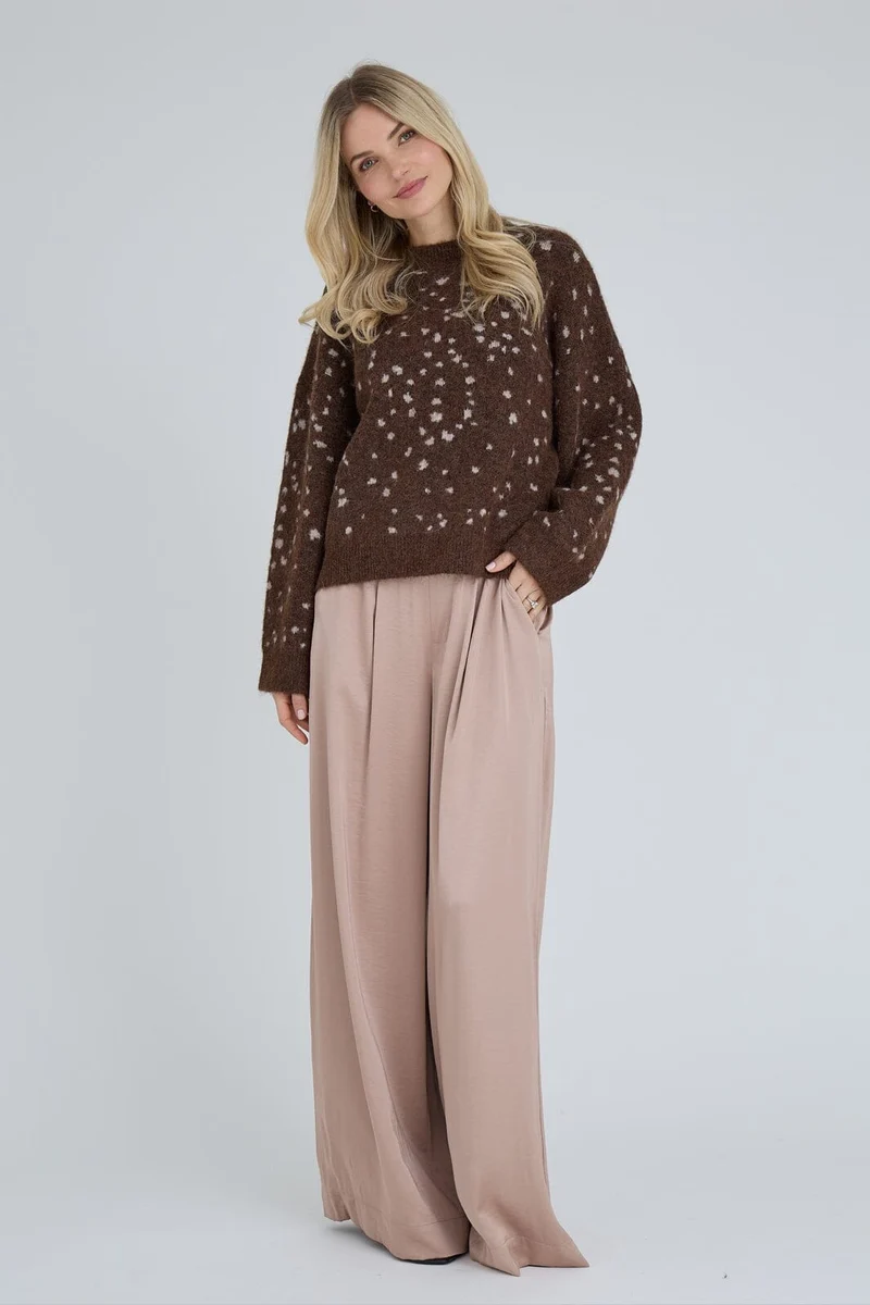 A-View - Deer Knit Pullover AV8343 - 156 - Brown/Sand