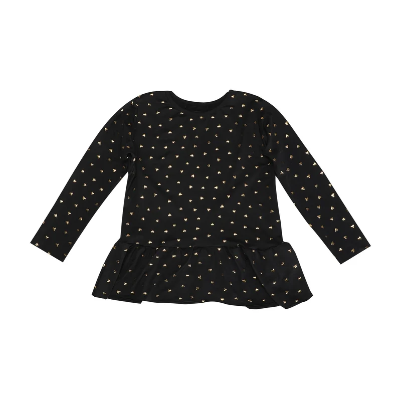 Liberte Ami - Alma-Ls-Frill-Tshirt (Kids) 9654 - Black Gold Heart