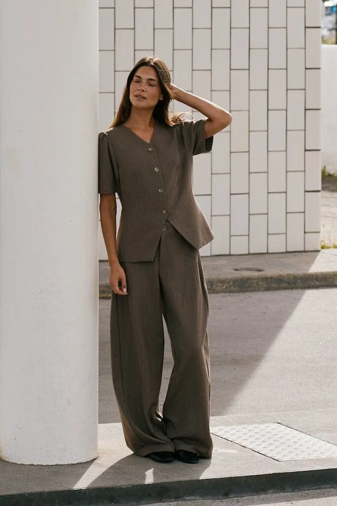 Neo Noir - Essiall Pinstripe Pants 170084 - 214 - Taupe
