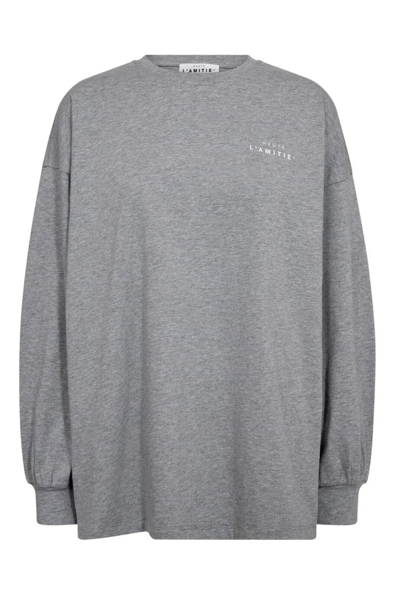Haute L'Amitié - Crew Neck Ls Tee HL10420 - Grey Melange/ White Print