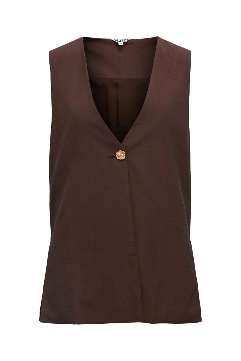 Object - Objisla Yui S/L Lo Waistcoat 143 - 4957194 Seal Brown