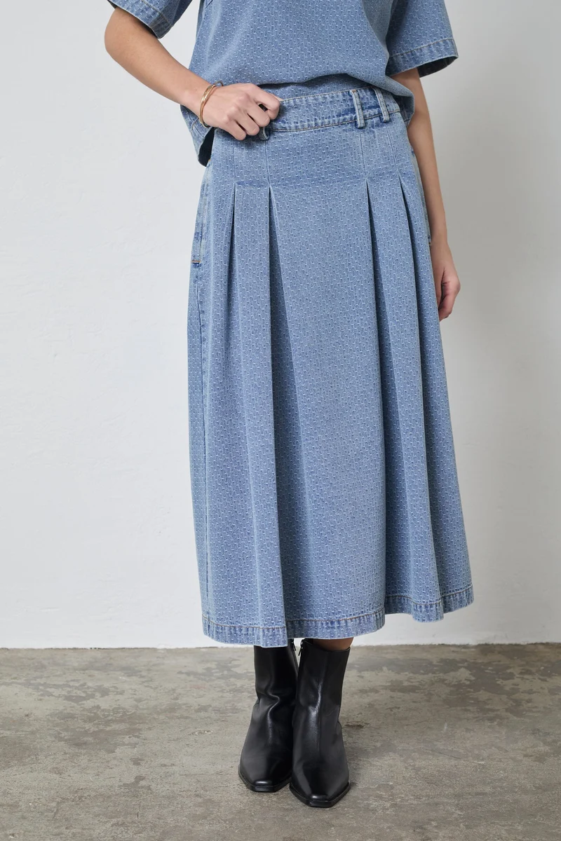 Co´Couture - Lovacc Anya Pleat Skirt 44028 - 552 - Denim Blue