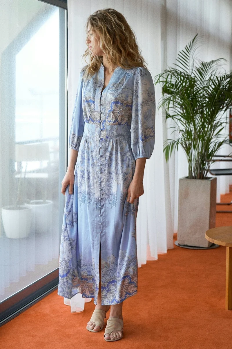 Neo Noir - Stellar Artist Paisley Dress 165339 - 145 - Light Blue