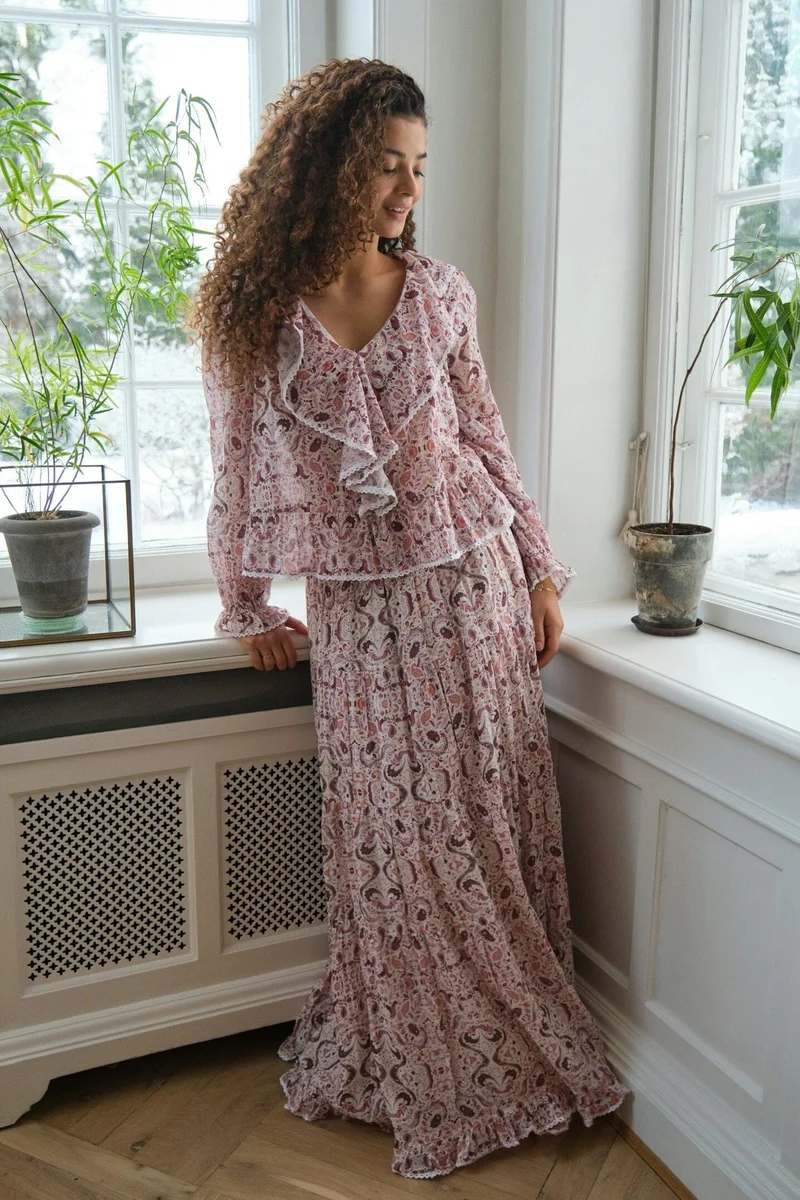 Neo Noir - Asta Paisley Dance Skirt 168990 - 165 - Rose