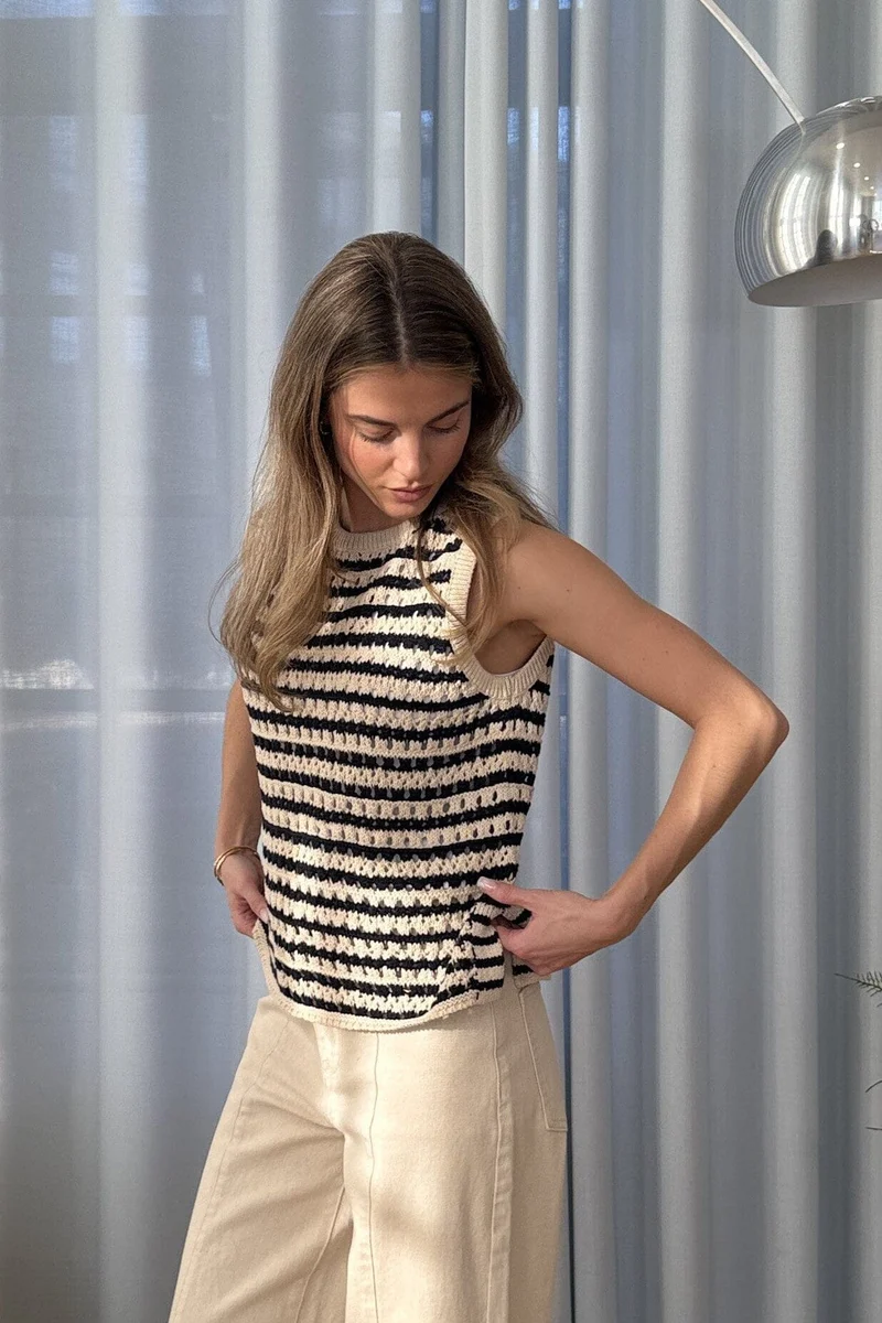 Modström - Vestermd Stripe Top 59055 - 11516 - Navy Summer Sand