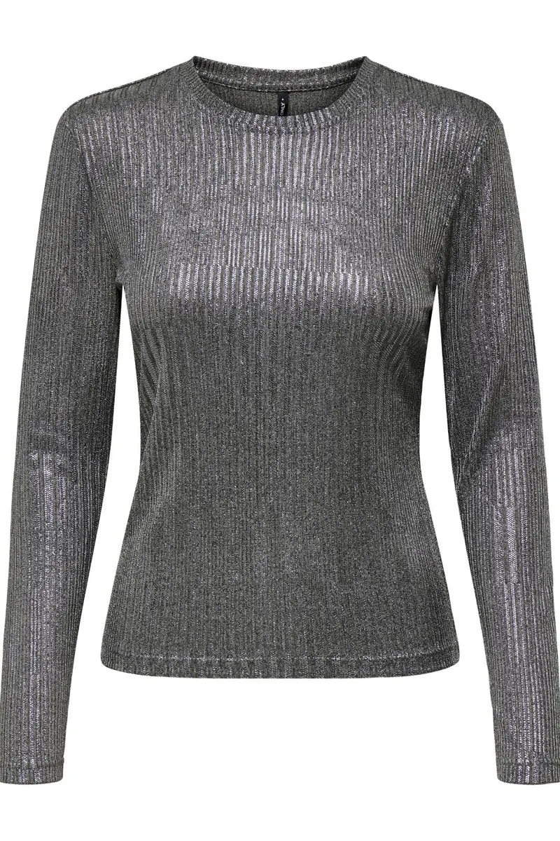 Only - Onlmirinda L/S O-Neck Top - 4674196 Dark Grey Melange Gun Metallic