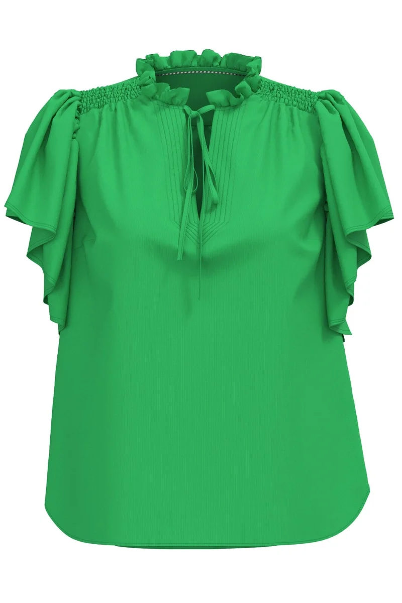 Co´couture - Sunrisecc Ss Frill Top 35704 - 34 Green