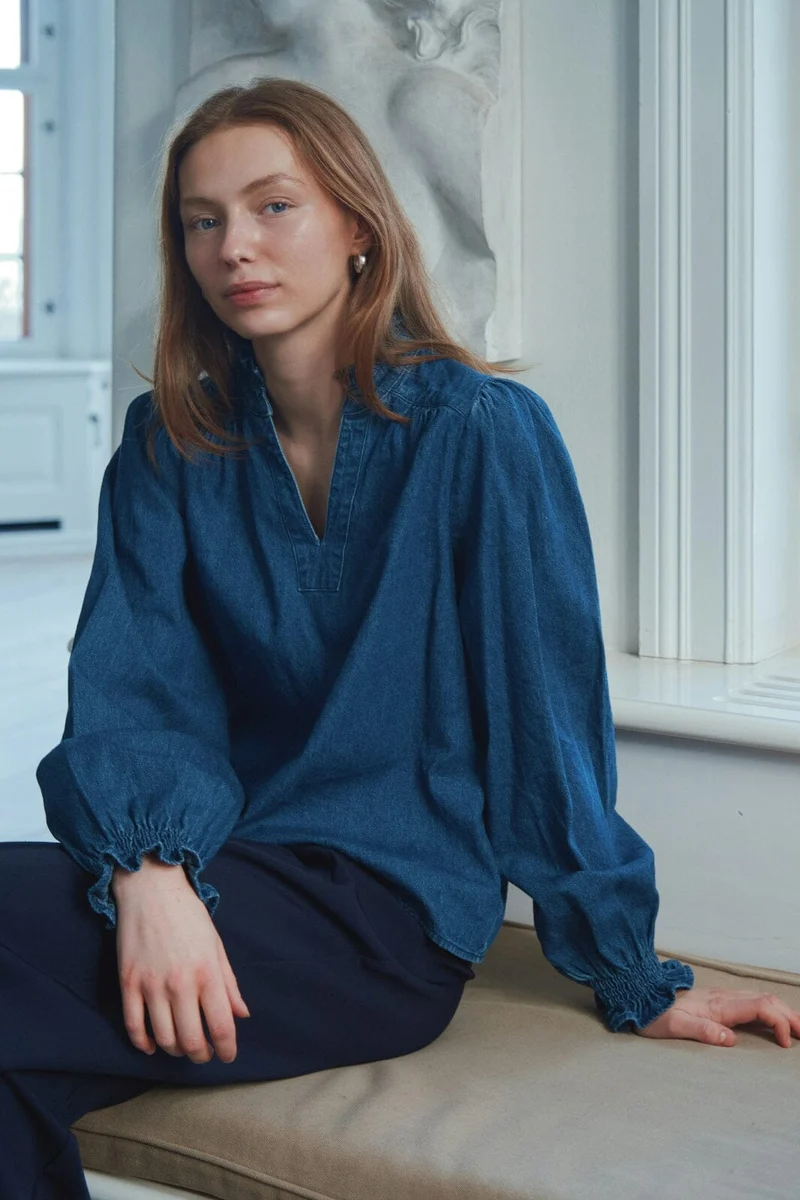 Neo Noir - Emmeline Denim Blouse 164434 - 534 - Dark Blue
