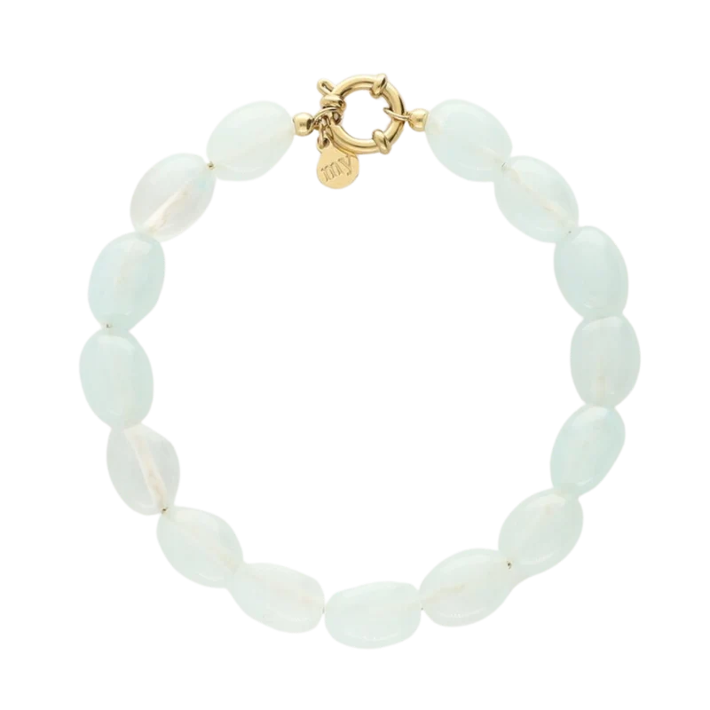 Bracelet Beads Light Blue - Gold