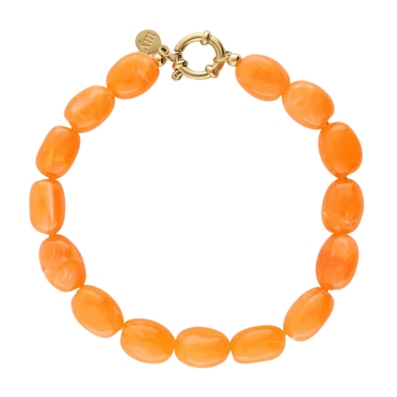 Bracelet Beads Orange - Gold