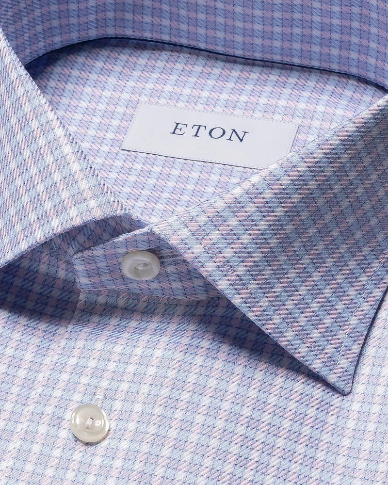 ETON Signature Twill Check Shirt Slim - Pink