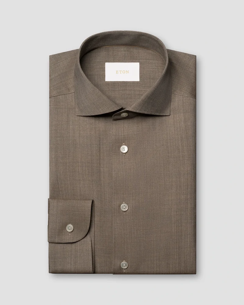 ETON Super 120 Merino Wool Shirt Contemporary - Brown