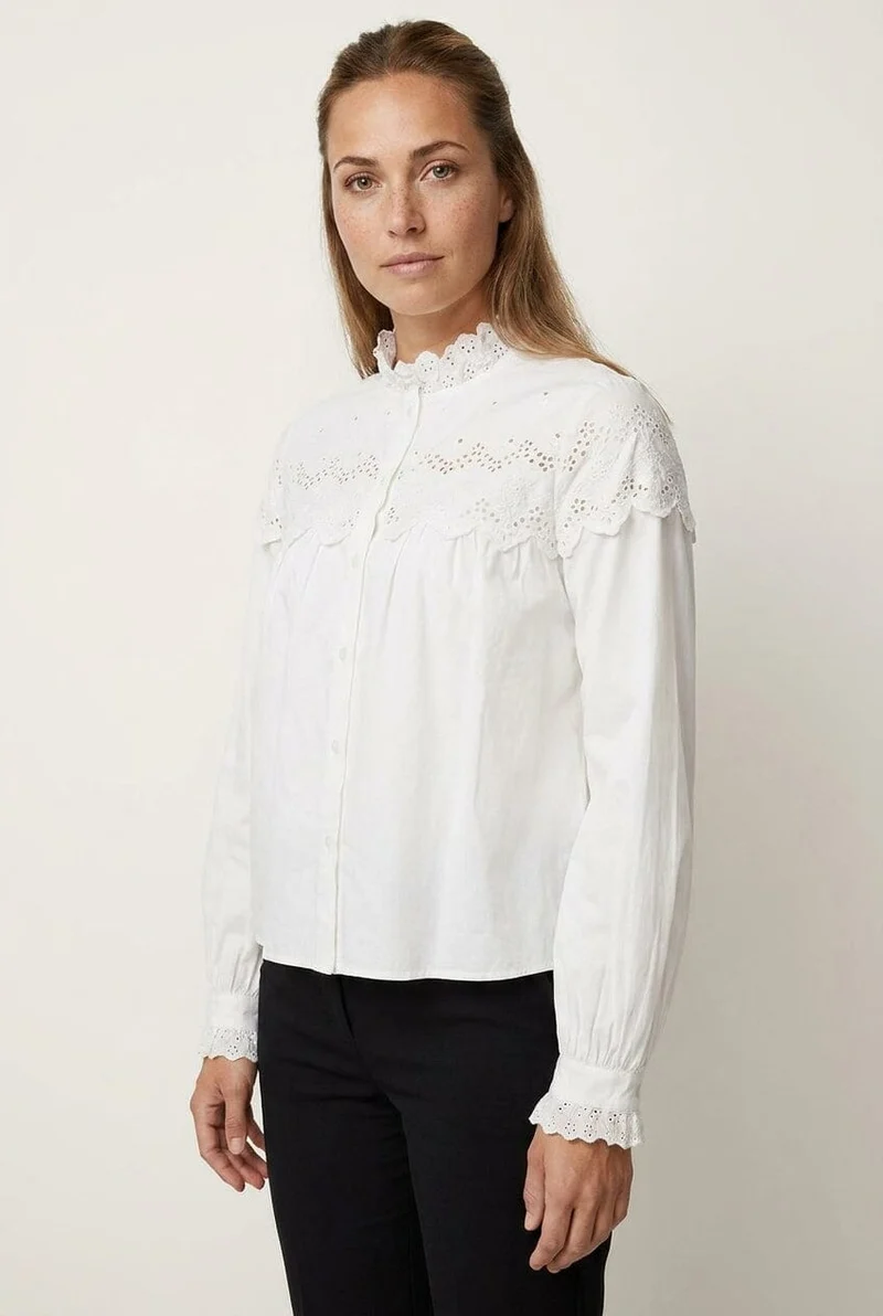 Vila - Vifima L/S Frill Shirt/Ls - 5135059 Snow White