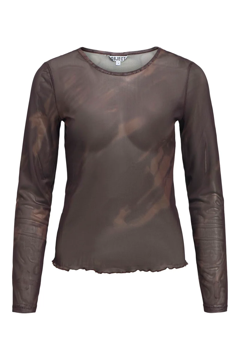 Object - Objnoelle Slim L/S Top 147 - 5180816 Chocolate Plum Carafe