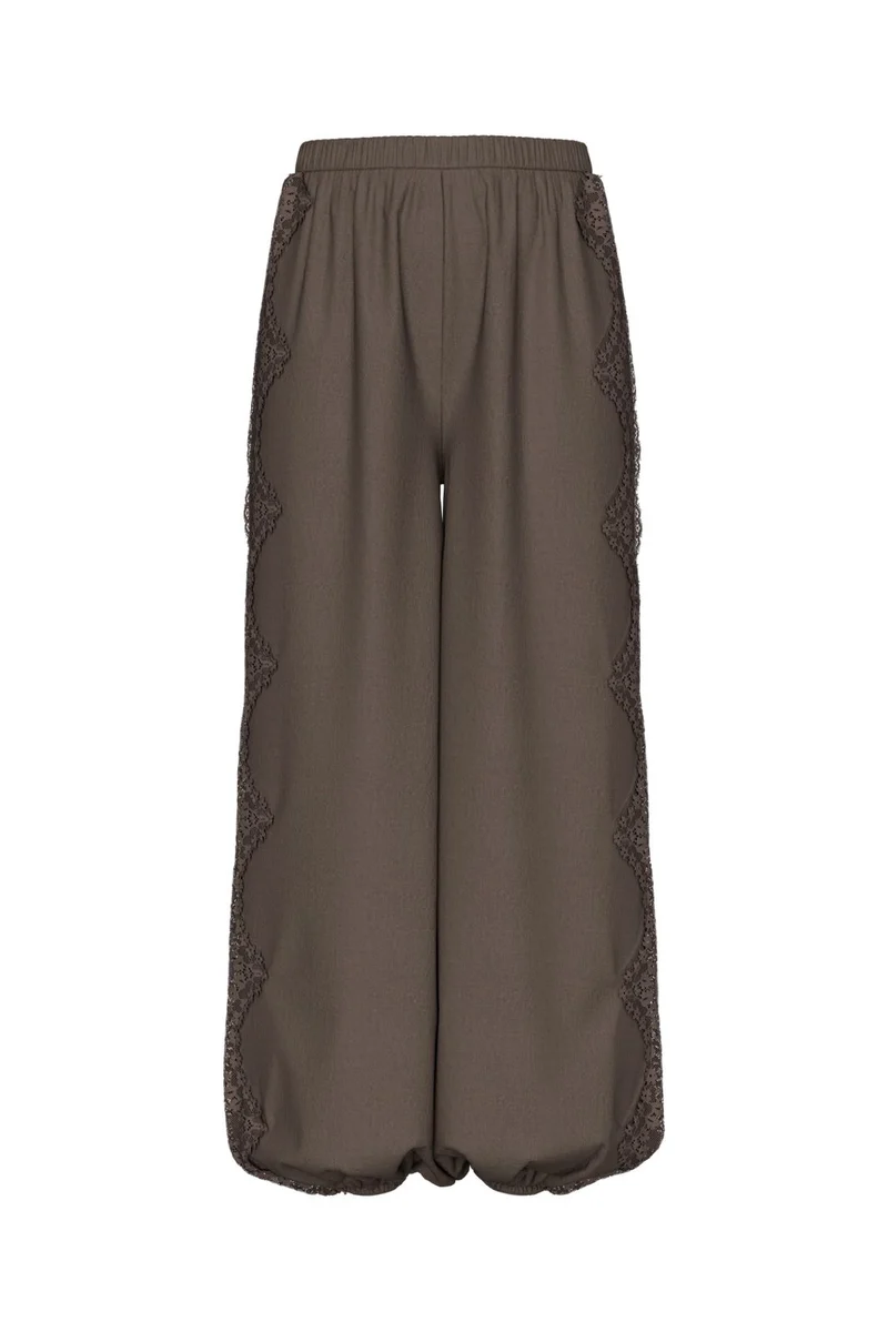 Pieces - Pcjolivia Hwlace Detail Balloon Pant - 5185388 Hot Fudge Hot Fudge Lace