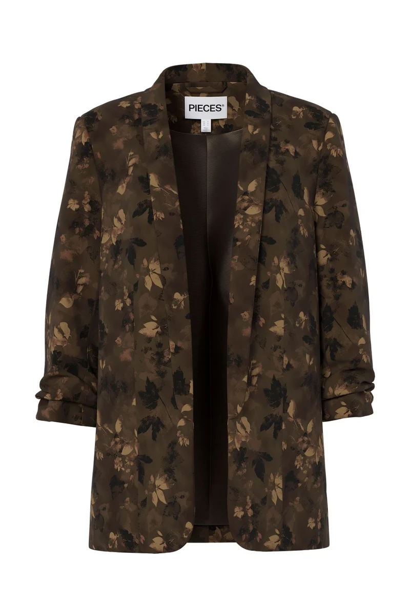Pieces - Pcbosella 3/4 Printed Blazer - 5050637 Major Brown Flower