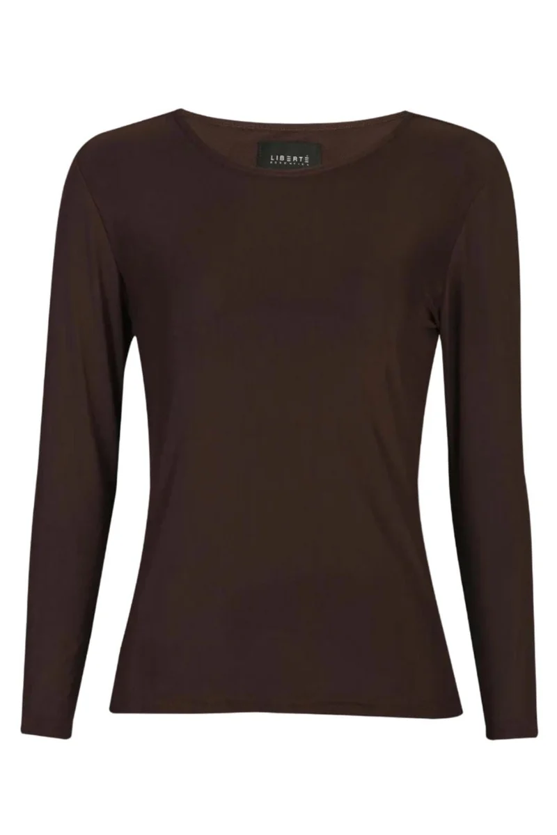 Liberte - Mesh Ls Tshirt 22065 - Dark Brown