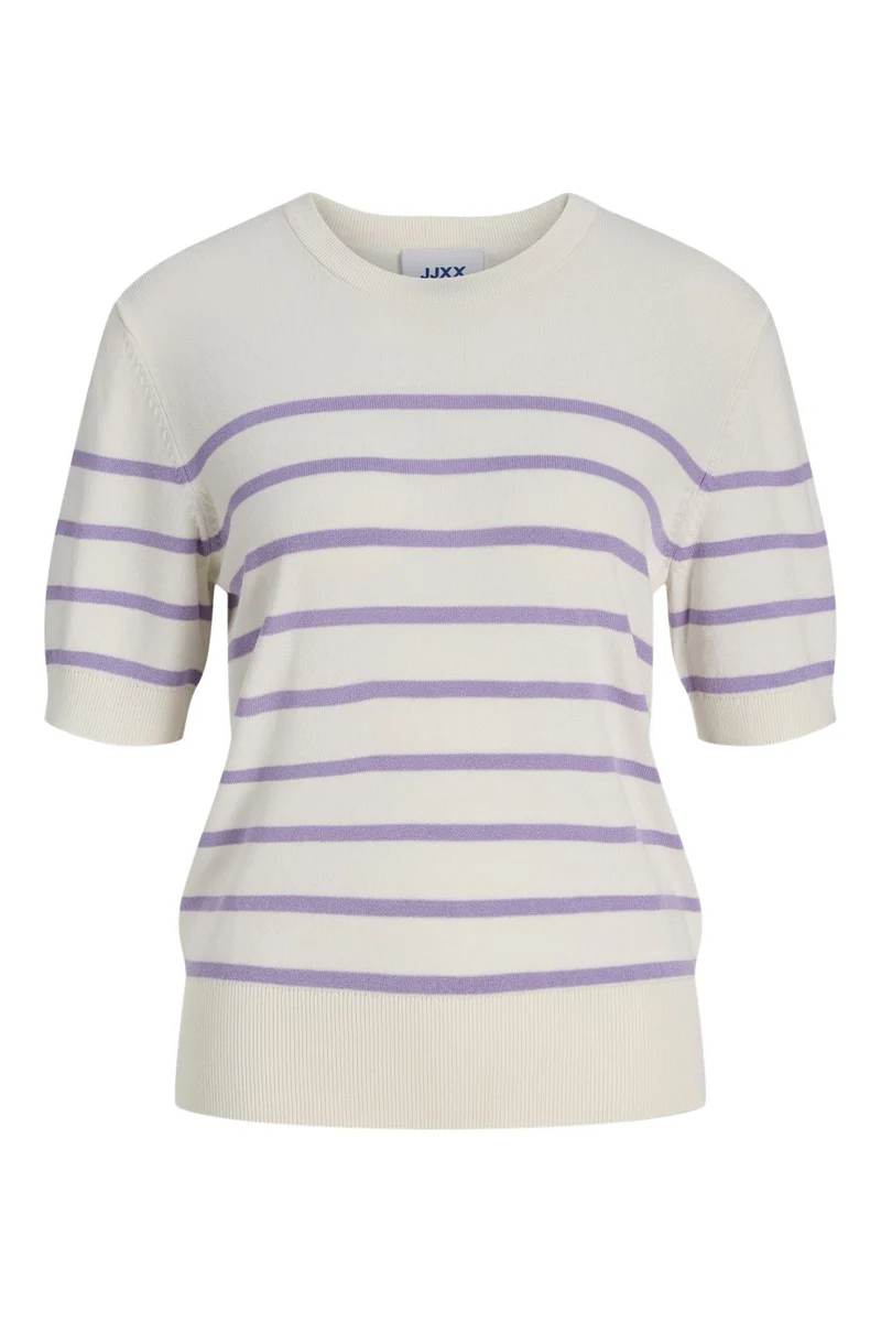 Jjxx - Jxlayla Comfy Ss Knit - 4916165 Vanilla Ice /Purple Rose
