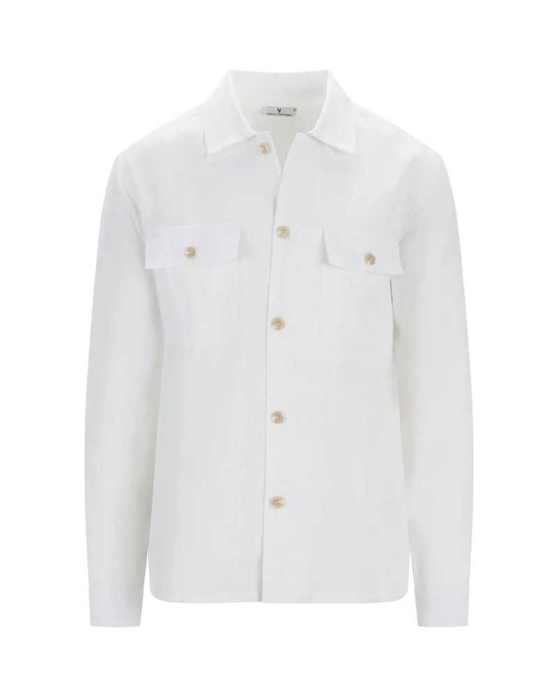 URBAN PIONEERS Maurizio Linen Overshirt - White