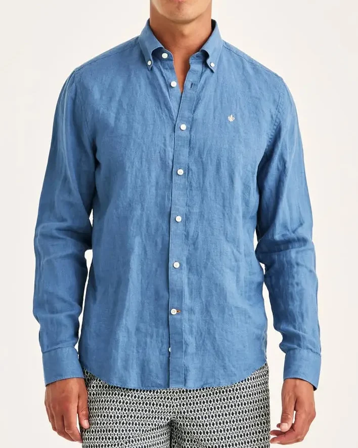 MORRIS Douglas Linen Shirt - Blue