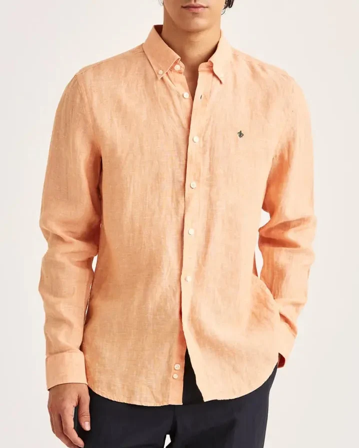MORRIS Douglas Linen Shirt - Orange