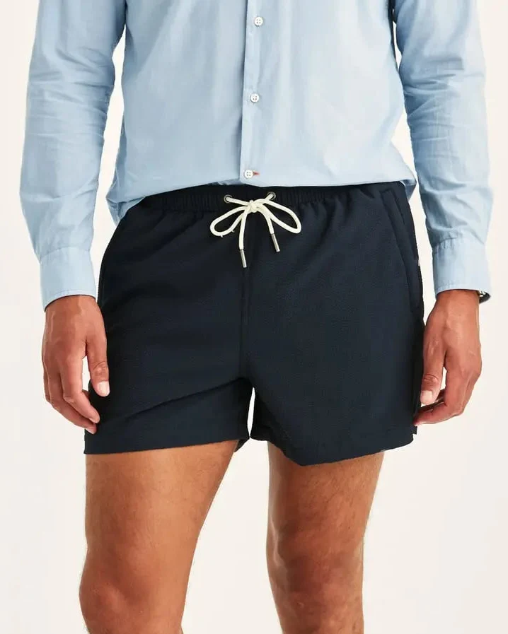 MORRIS Seersucker Bathing Trunks - Old Blue