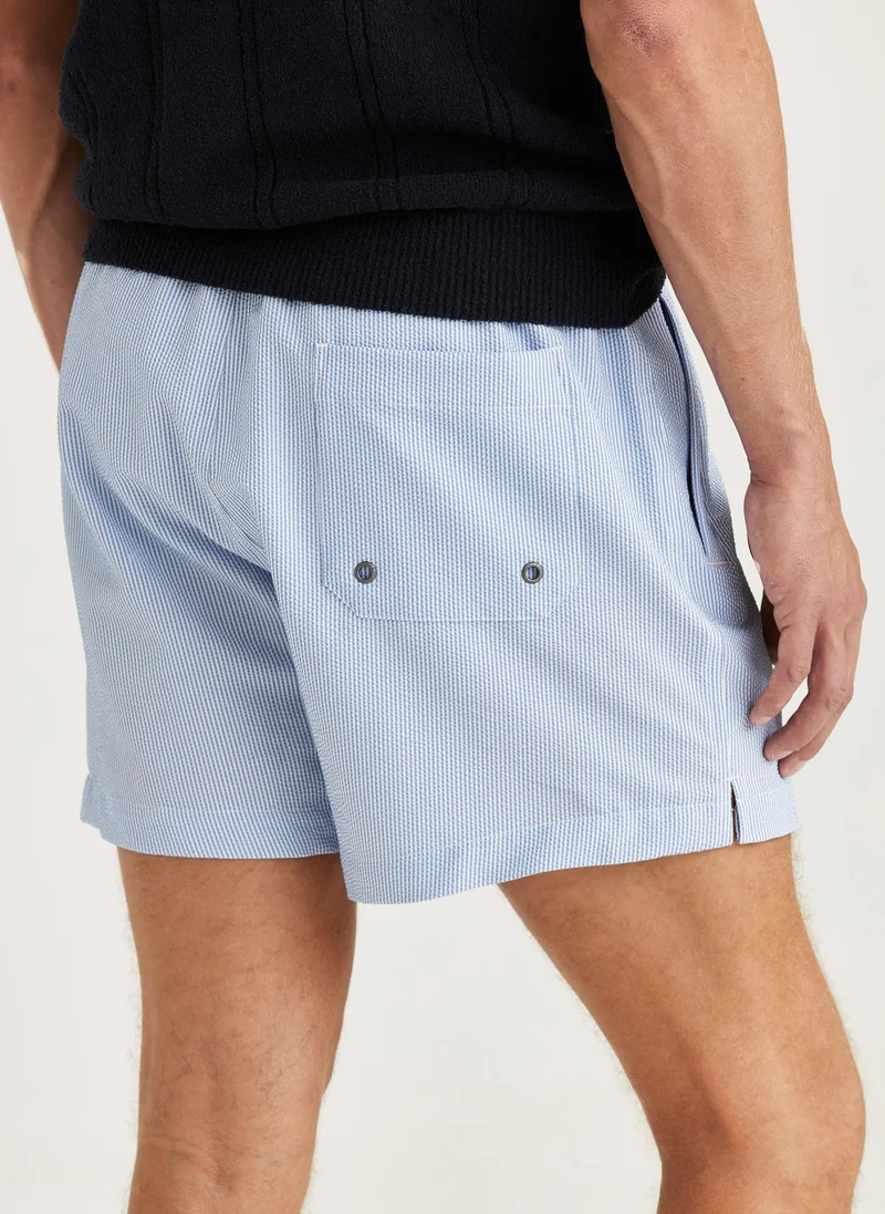 MORRIS Seersucker Bathing Trunks - Light Blue