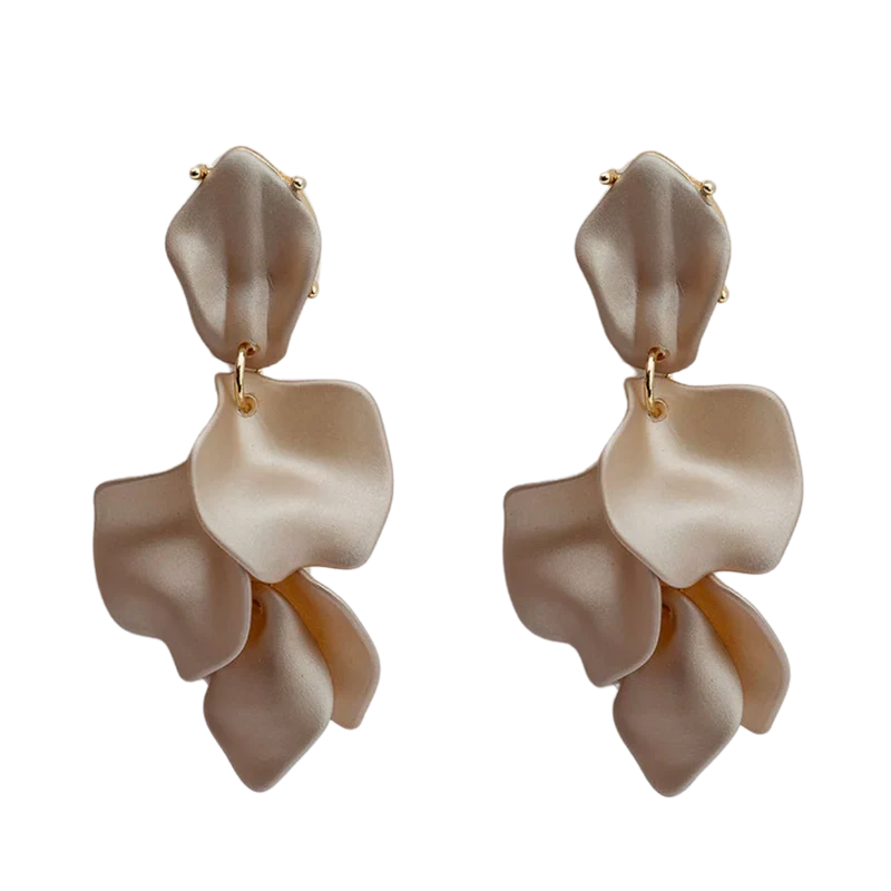Leaf Earrings Pearl Nougat - Nougat