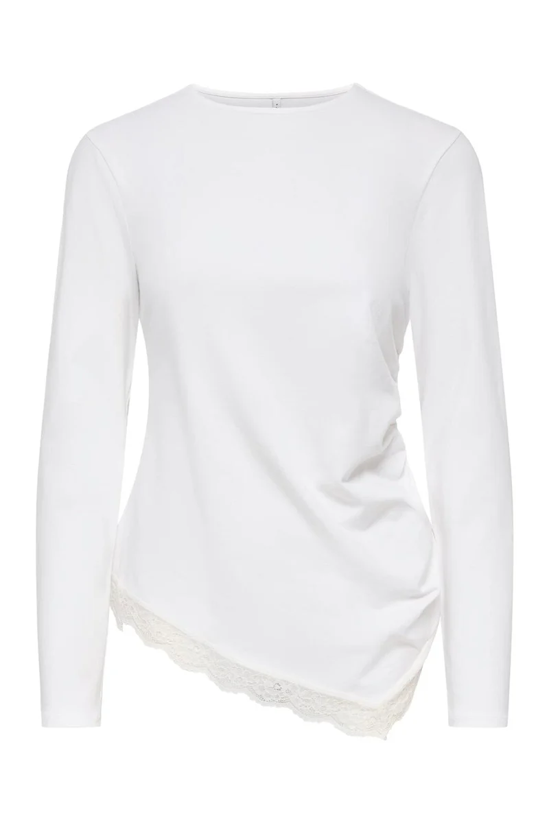 Only - Onllive Love L/S Ruching Top - 5130904 Cloud Dancer Dtm Lace