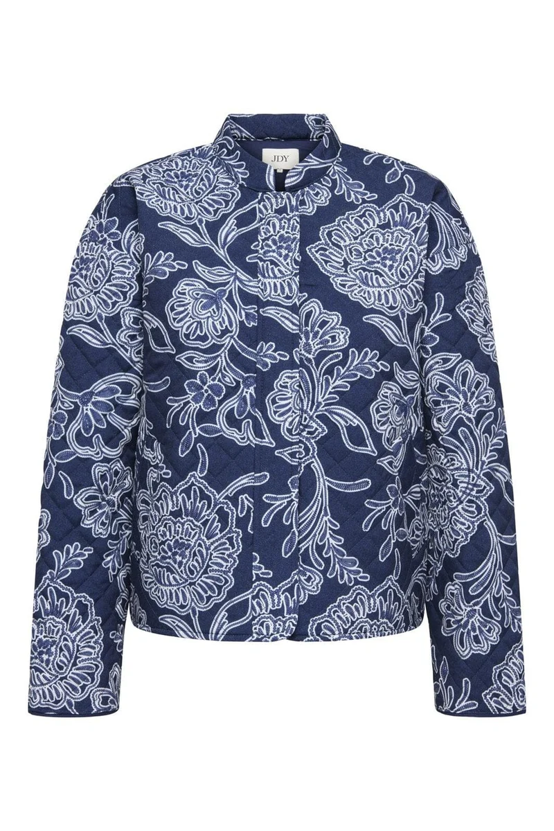 JDY - Jdyfia L/S Quilt Shacket - 4971488 Dark Blue Denim 13-01-26 Patriot Blue Flower