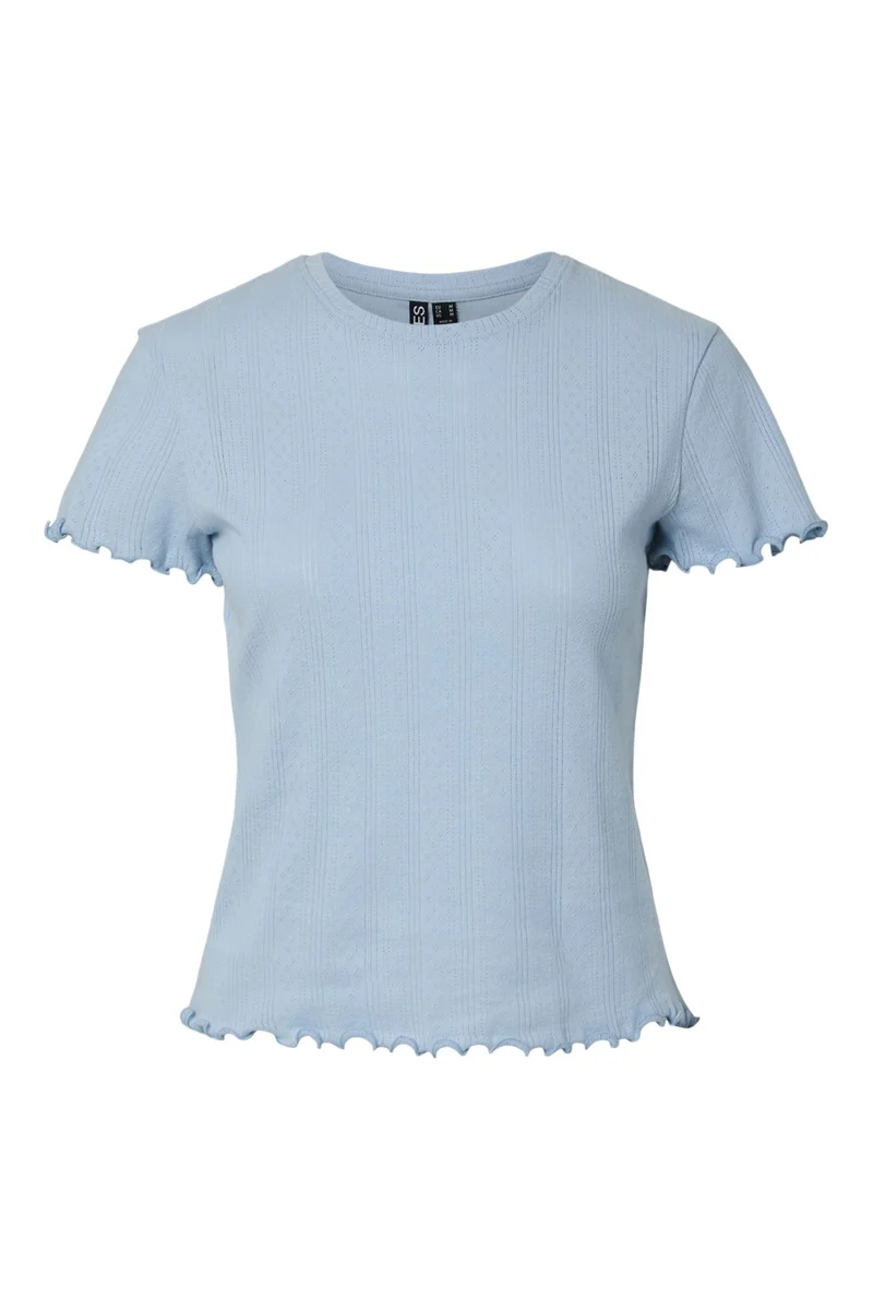 Pieces - Pcmarie Ss O-Neck Poin Top - 4798918 Cashmere Blue